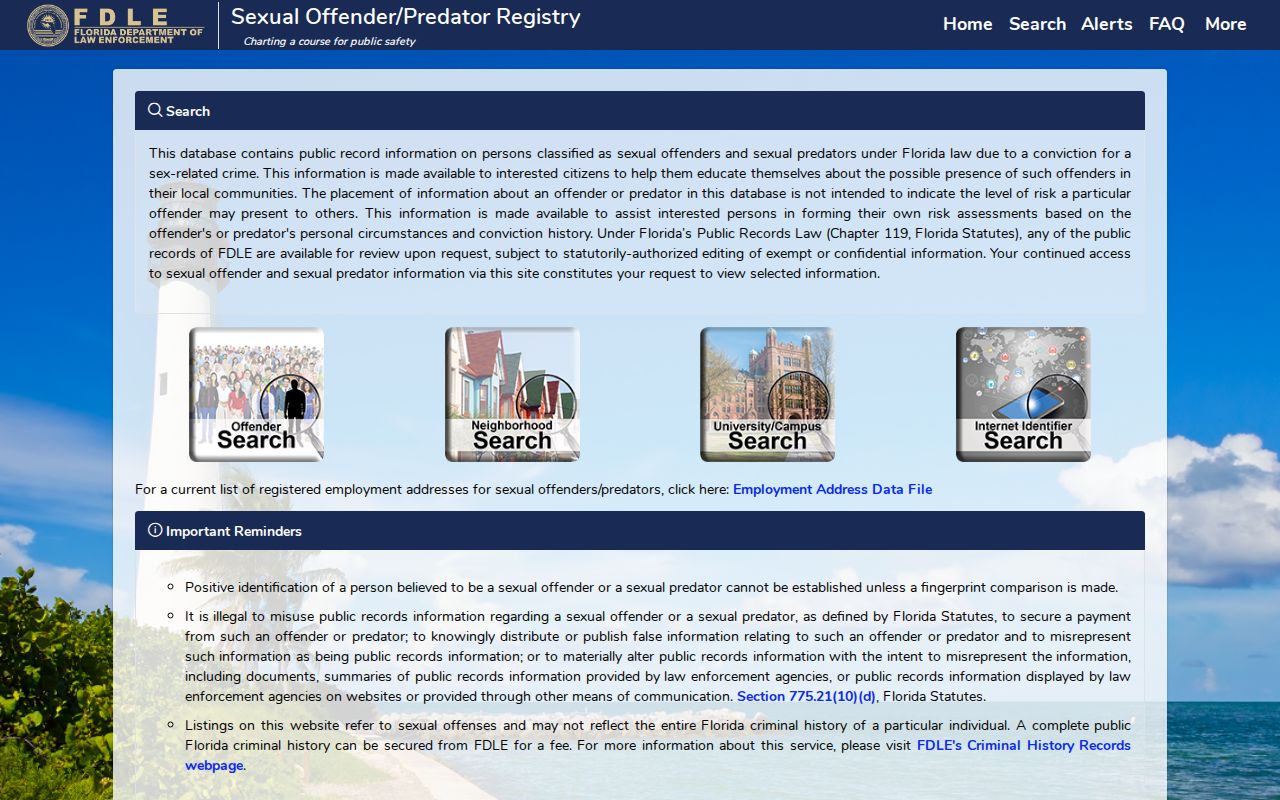 Alachua County sex offender search gateway