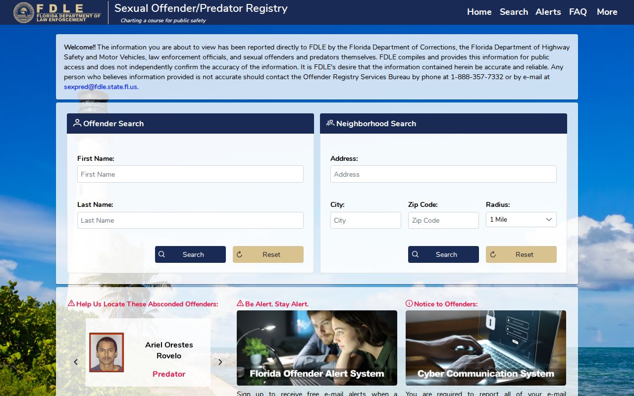 Alachua County sex offender neighborhood search