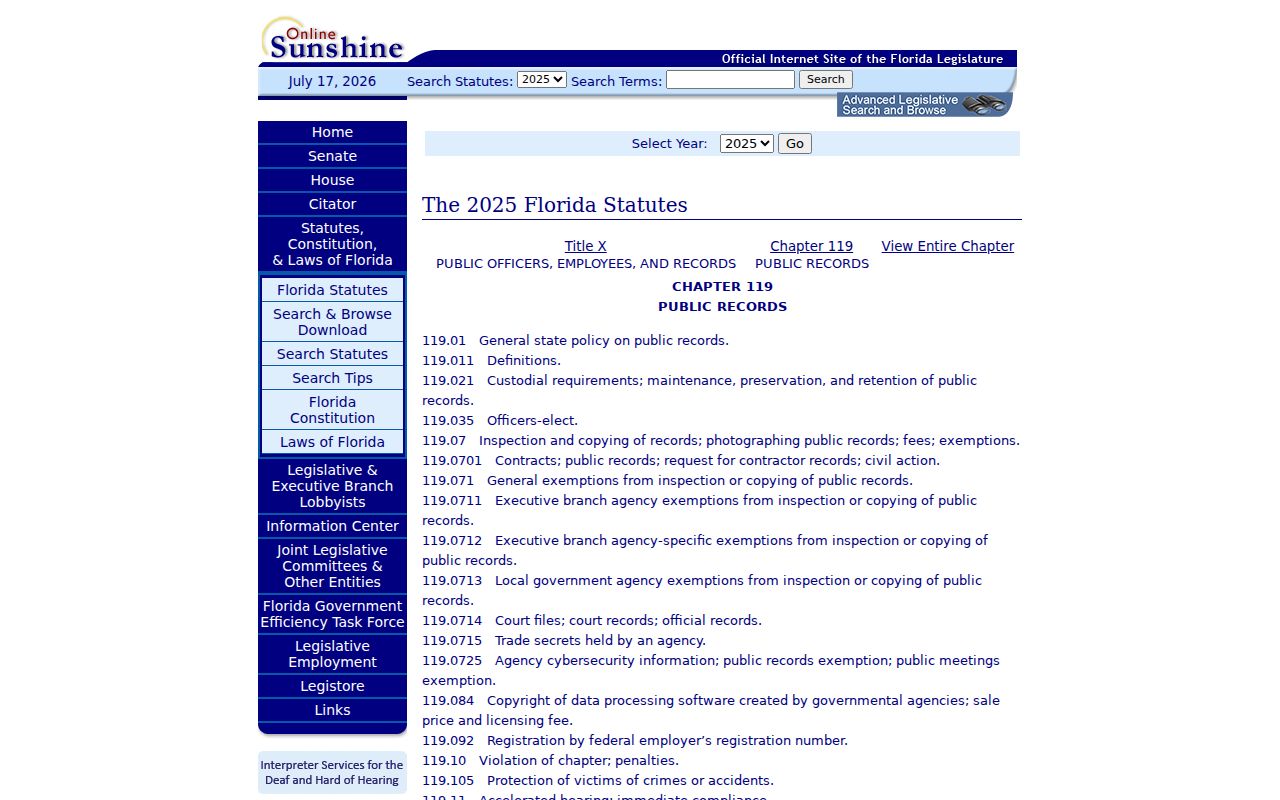 High Springs criminal records Florida Public Records Law